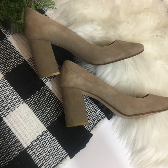 Dune London abelle block suede camel heeled pump - Picture 5 of 5
